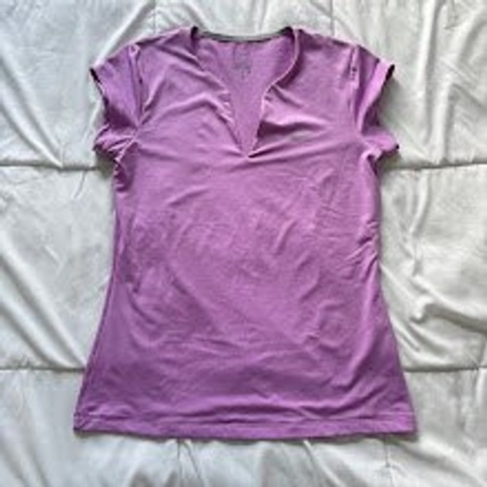 Nike Dri-FIT Purple Split V-Neck Cap Sleeve Athletic Top Large Activewear